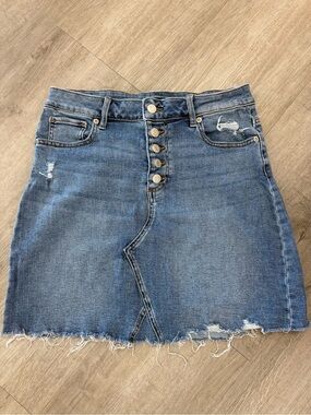 Maurices 5-Button Denim Skirt - Frayed Hem